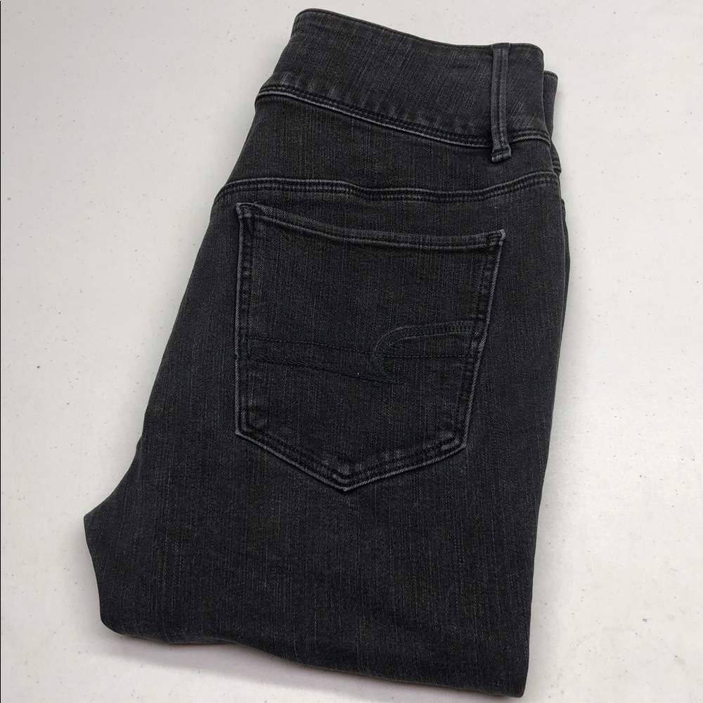 AMERICAN EAGLE BLACKWASH SUPER HI-RISE JEGGING JEANS 6/28x ⭐️